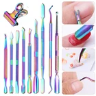 8 видов, Радужный Пинцет для кутикулы, пинцет для кутикулы, триммер для омертвевшей кожи, УФ-Гель-лак, инструмент для педикюра из нержавеющей стали