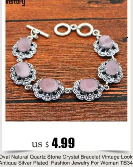 Vintage Natural Pink Quartz Jewelry Set Rhinestone Flower Necklace Earring Antique Sliver Plated For Women Fashion Jewelry