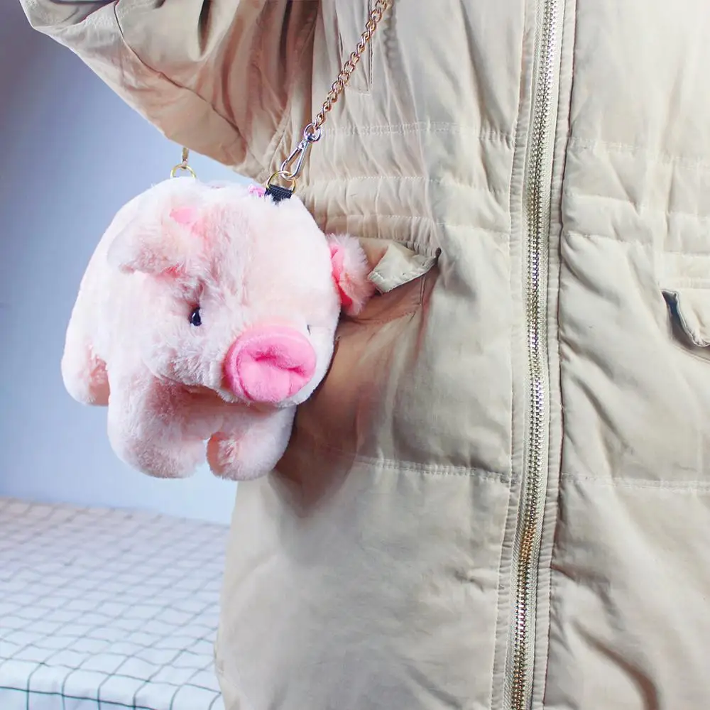 Розовая плюшевая свинья сумка для куклы набивные животные на одно плечо кошелек