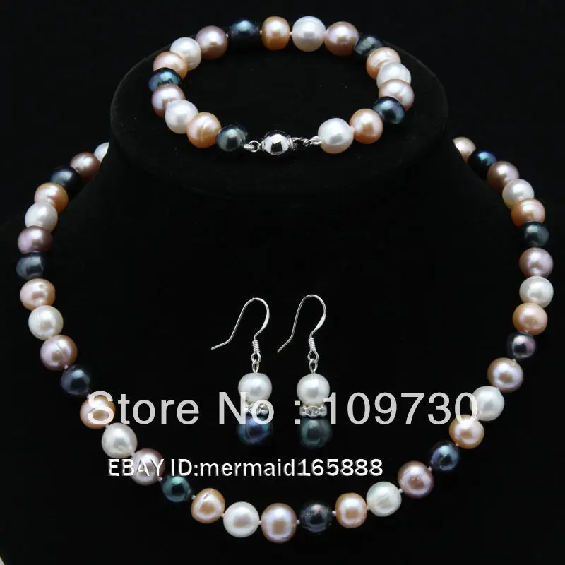 

Ювелирные изделия 00210 A наборы для ухода за кожей 8-9 мм разноцветных украшений из искусственного жемчуга акойя жемчуг Цепочки и ожерелья/Бра...