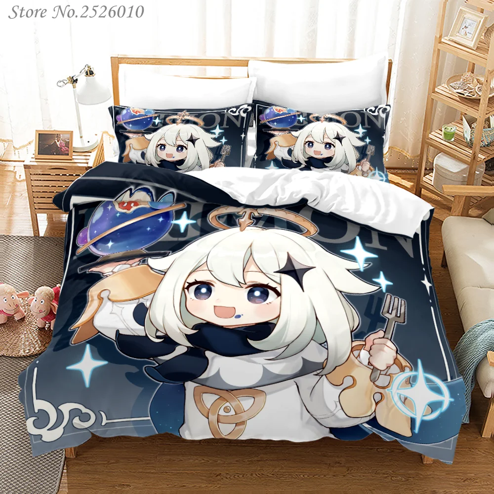 

New Anime Genshin Impact 3D Printed Bedding Set King Duvet Cover Pillow Case Comforter Cover Bedclothes Bed Linens 01