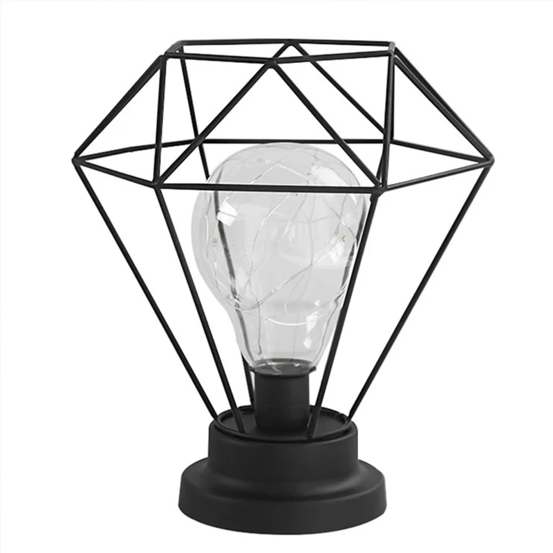 

Diamond Iron Desktop Light Pink LED Copper Wire String Lights USB Wedding Decoration Night Light Kids Bedside Table Light