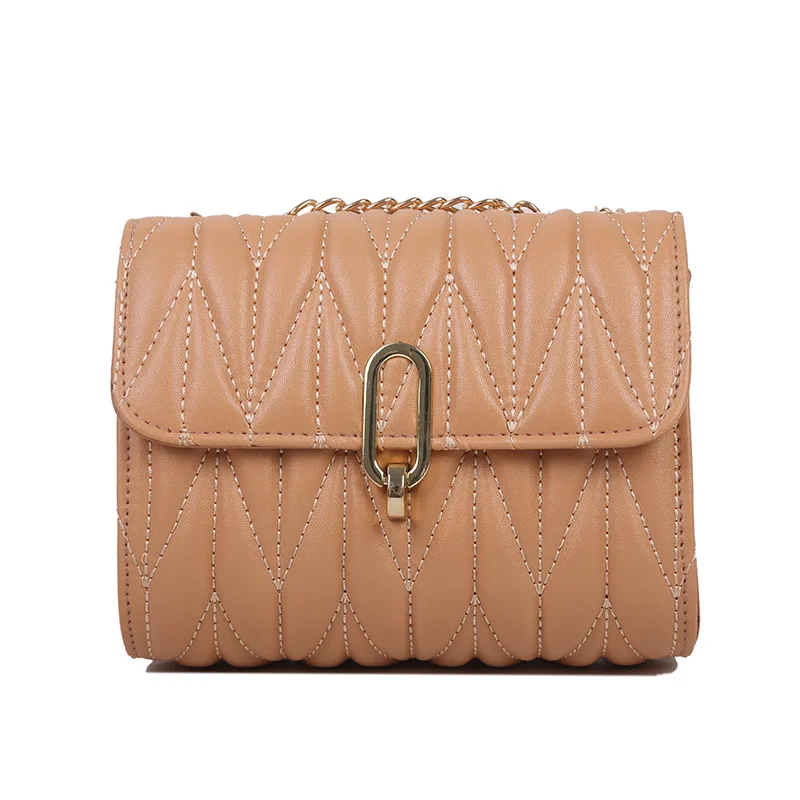 

Chain Shoulder Bag 2021 New Korean Style Simple Small Solid Color Square Bag Sewing Thread Crossbody Shoulder Bag