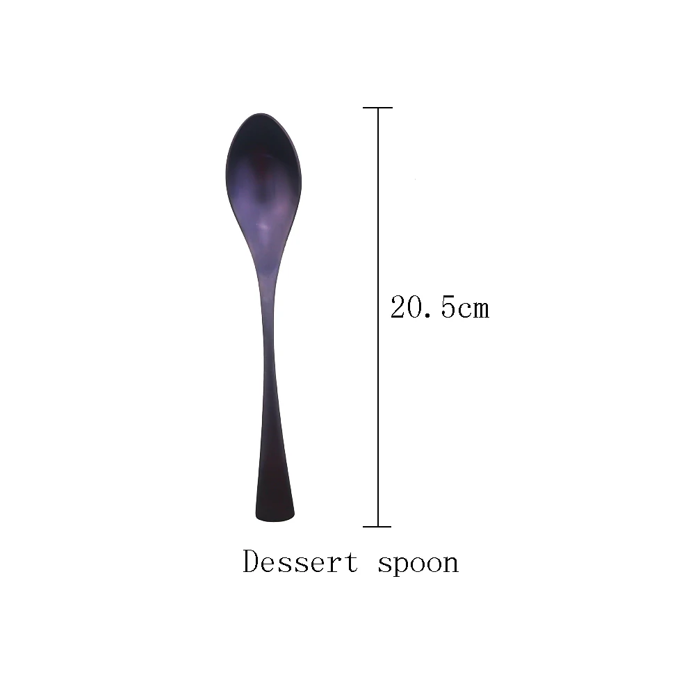 1pcs dessert spoon Фиолетовый 1 шт. Посуда высокого качества из металла столовые приборы 304 нержавеющая сталь Ресторан семья набор столовой посуды для кухни посудомоечная машина Сейф - Цвет: 1pcs dessert spoon