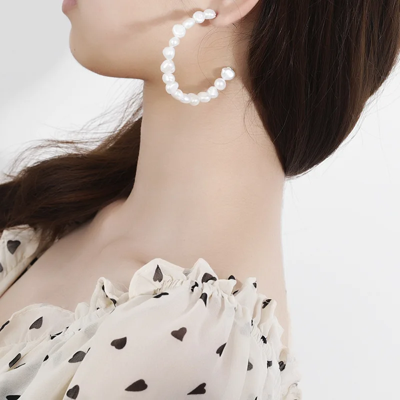 Женские серьги с жемчугом Silvology большие элегантные из стерлингового серебра 925