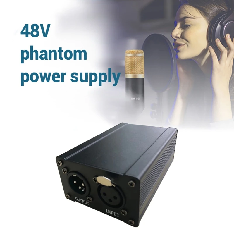 

K1KF 48V USB Phantom Power Supply for Microphone Professional Vocal Recording Mic Built-in 2200mAh Battery