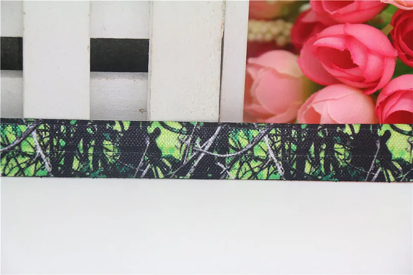 DHK 5/8 ''5 ярдов складывающийся эластичный враг камуфляж дерево Мопс бульдог напечатанный головной убор украшение для волос OEM E457