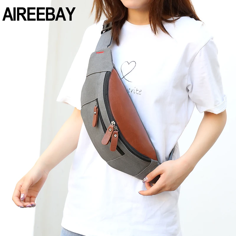 AIREEBAY 2019 Новая мужская полотняная поясная сумка большая дорожная телефонная для