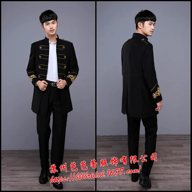 European American Cross-border Singers Hosts Dress Suits Black Court Stage Performances Suit Men Blazer Masculino 2 Piece Terno | Мужская