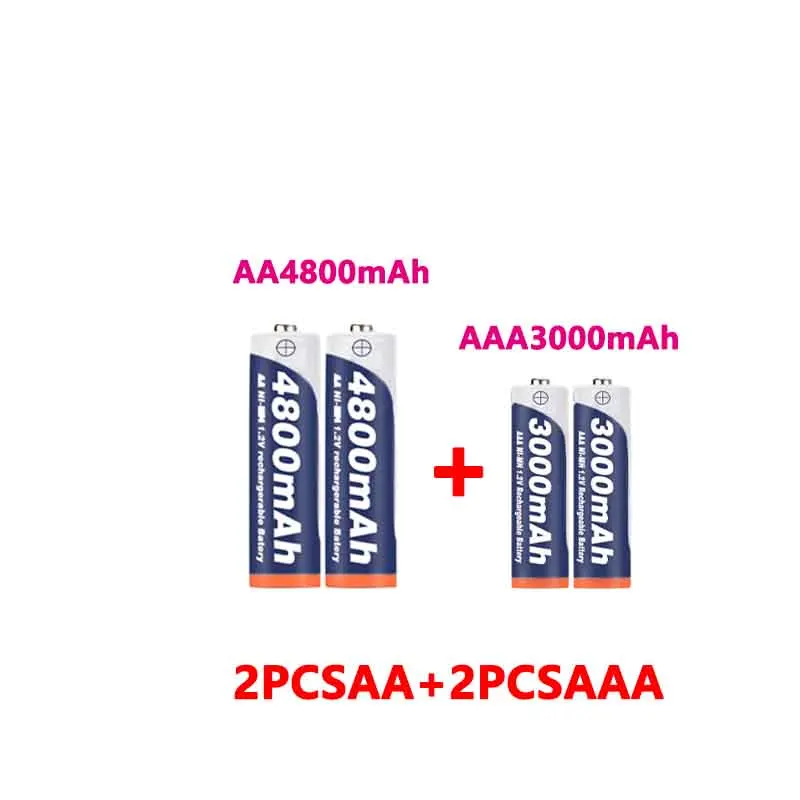AAA + AA перезаряжаемая 1 2 V 4800mah-1 3000mAh щелочная батарея игрушка-фонарик Часы MP3-плеер