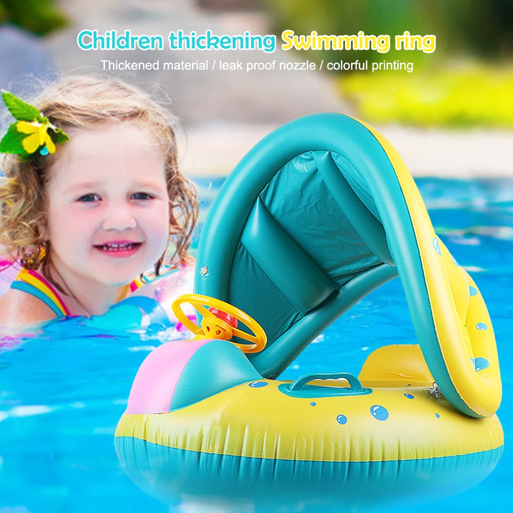 

Детское плавательное кольцо с солнцезащитным козырьком, Надувное водяное сиденье, плавающая игрушка, Летние Водные Игрушки для бассейна, д...
