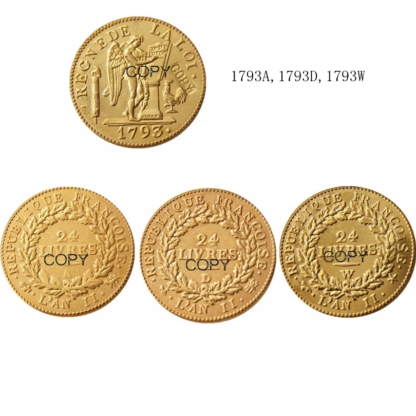 

France 1793 - A D W 24 Livres Constitution Coins Gold Plated Coins