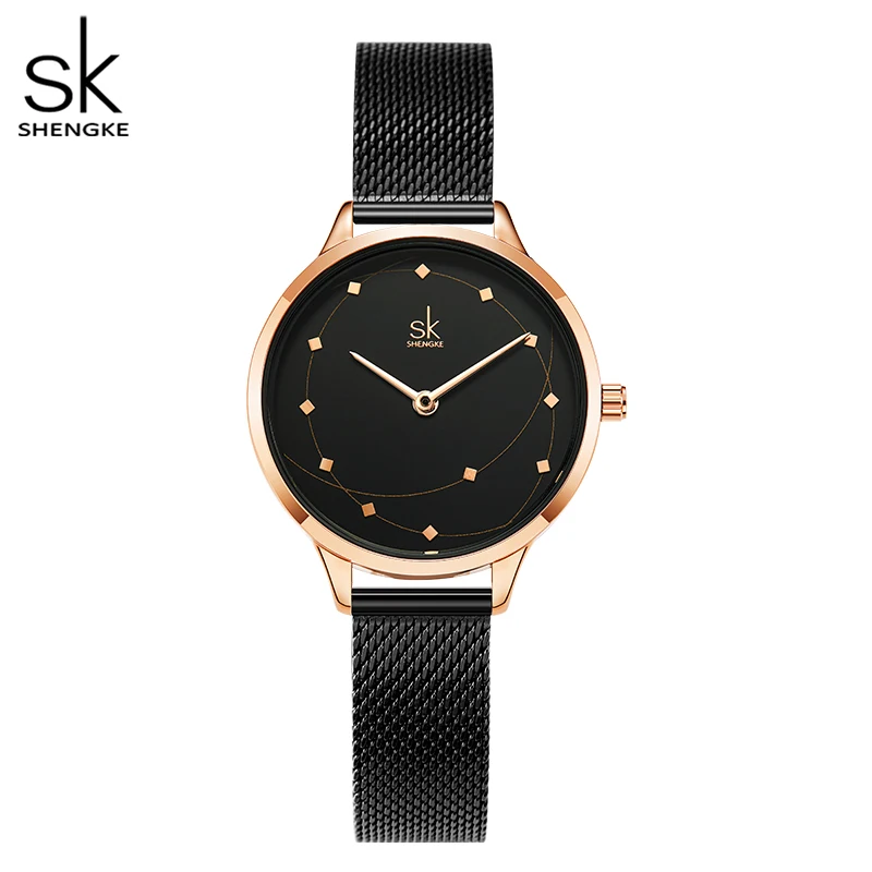 Часы наручные Shengke женские кварцевые люксовые модные элегантные с