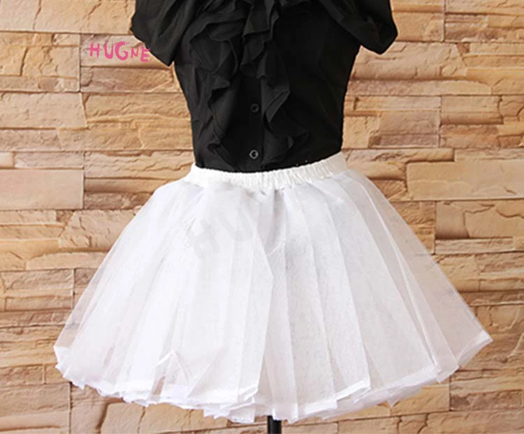 Короткая белая/черная юбка для косплея 2 слоя Лолиты свадебная Нижняя