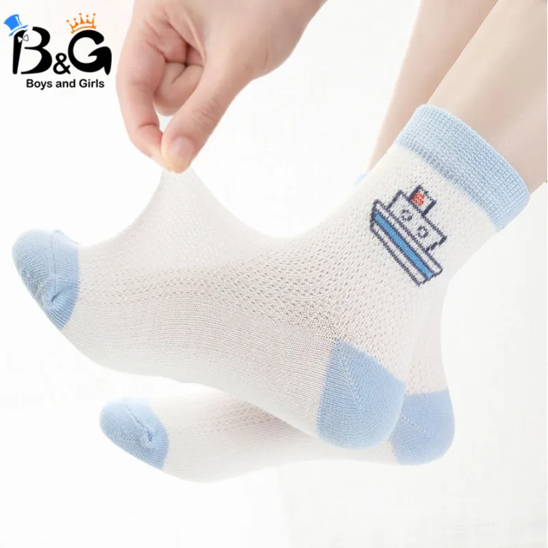 B&ampG Children's socks thin mesh breathable Kid's children's middle cute cartoon baby summer |