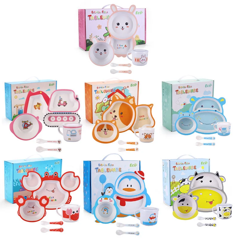 Прикусы 5 шт./компл. столовая посуда для кормления ребенка бамбуковая разделенная