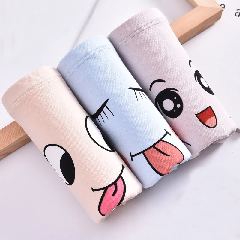 3 шт. хлопковые трусики для беременных с мультяшным M-3XL высокой талией и