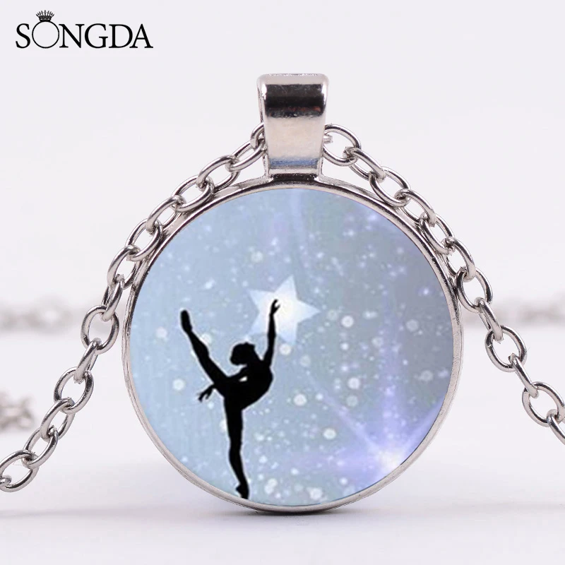 Элегантный балетный девушка длинные Цепочки и ожерелья балерина силуэт ручной