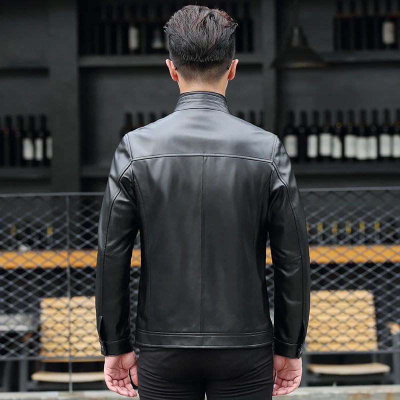 Короткая мужская куртка из натуральной кожи на весну и осень овчины куртки