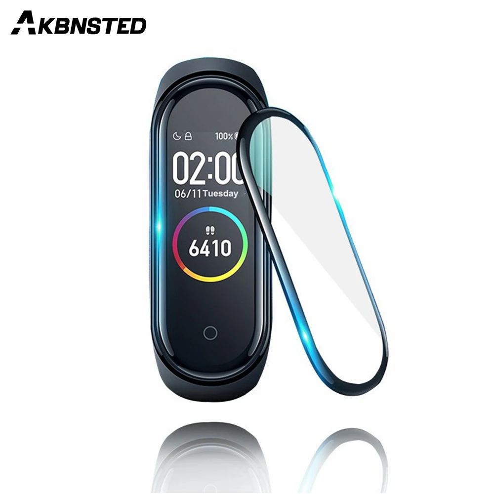 

Полноэкранная защитная пленка AKBNSTED HD для Xiaomi Mi Band 4, мягкая стеклянная 3D Защитная пленка для умных часов Mi Band 4