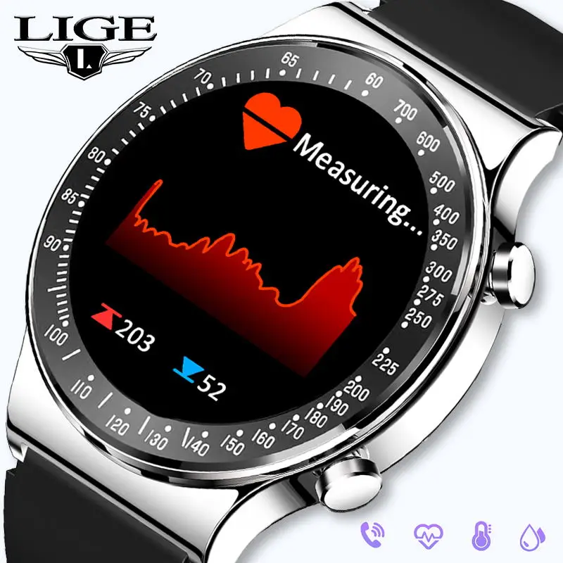 Смарт-часы LIGE мужские спортивные с пульсометром 1G для Android и iOS | Электроника