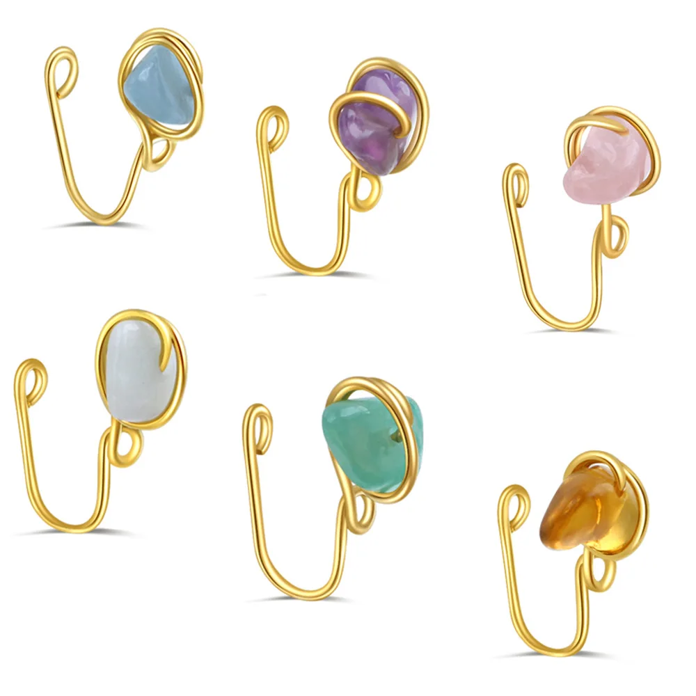 

1Piece Stainless Steel Crystal Stone Clip on Nose Ring Fake Nose Piercing Clip on Cross Nose Clip Fake Jewelry Faux Piercing