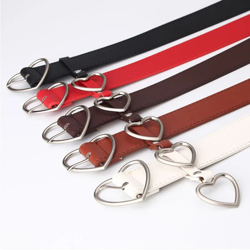 

Fashion PU Band Female Heart Shaped Metal Buckle Waistband Women Waist Belt Lady Jeans Apparel Accessories