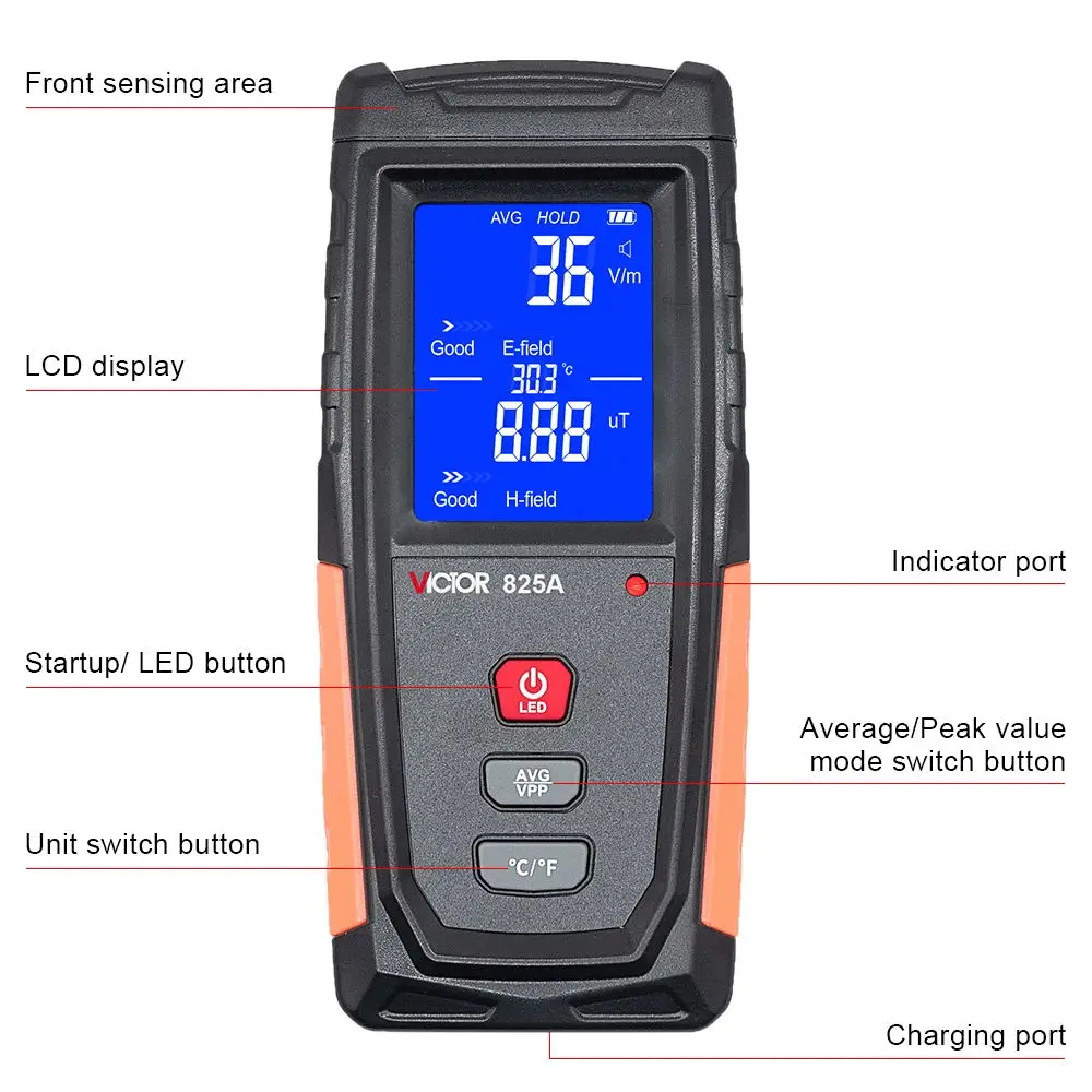 RuoShui EMF Meter Rechargeable Digital Electromagnetic Field Radiation Detector Hand-held LCD Great Tester | Инструменты