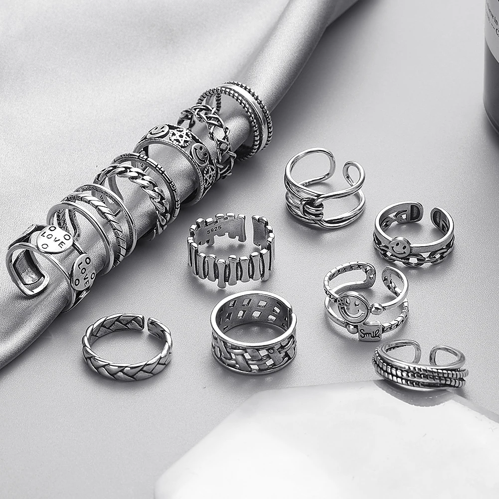 

Vedawas античные простые геометрические регулируемые очаровательные открытые кольца для женщин модные s925 Стерлинговое Серебро