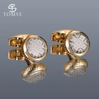 mens cufflinks tomye xk20s041 high quality gold round metal shirt cuff links for gifts