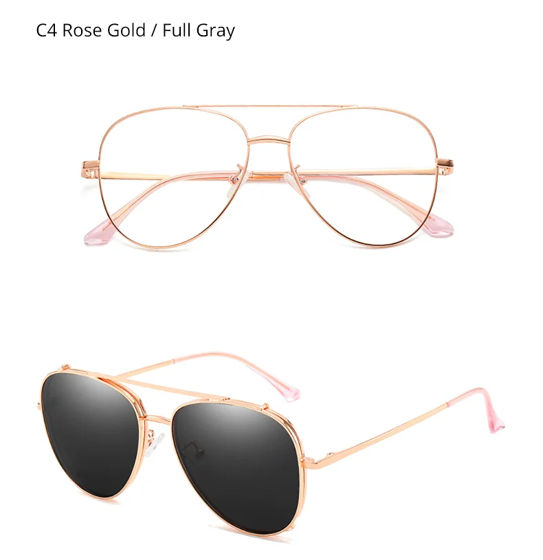 Ralferty Prescription Sunglasses Women Men Polarized Clip On Glasses Pilot Myopia Ladies Spectacle Frame 0 Degree Z17208