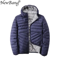newbang reversible mens down jacket with hooded puffer ultra light down jacket men autumn winter double side feather parka