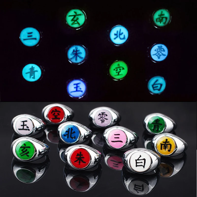 

Наруто ночное люминесцентное кольцо Акацуки Наруто Косплей металлический реквизит аксессуары экшн-фигурка Итачи регулируемая детская игр...