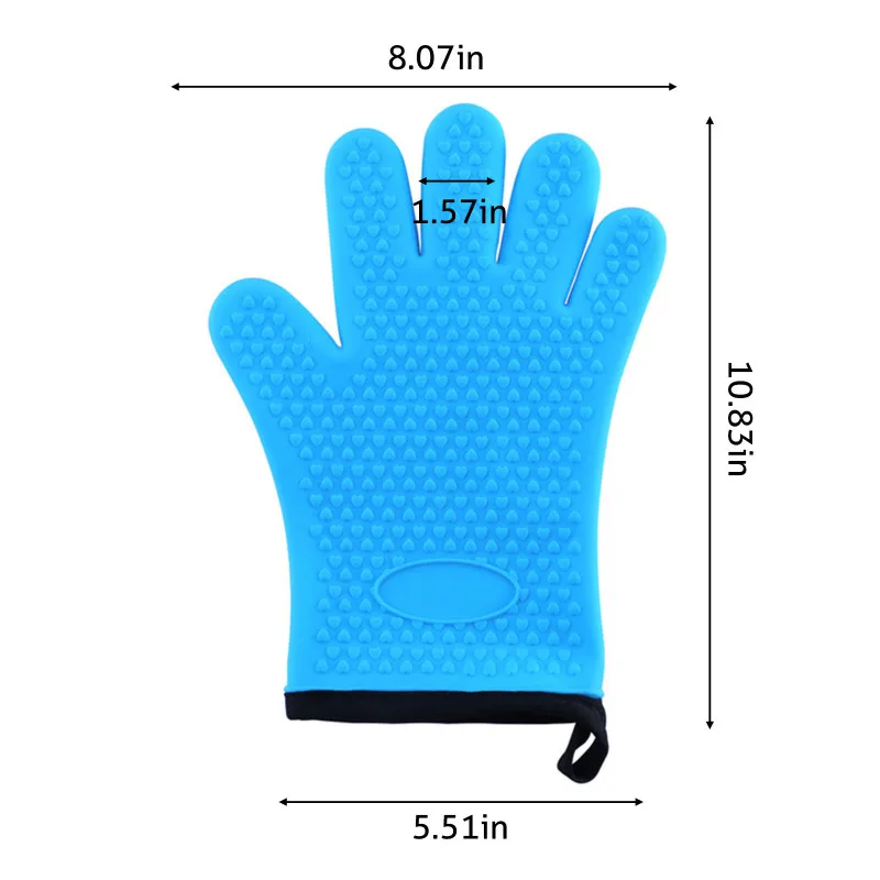 

2Pcs Silicone Glove With Lanyard Kitchen Grilling Gloves Oven Mitts Heat Resistant Non-slip Cooking BBQ Grill Glove Baking Glove