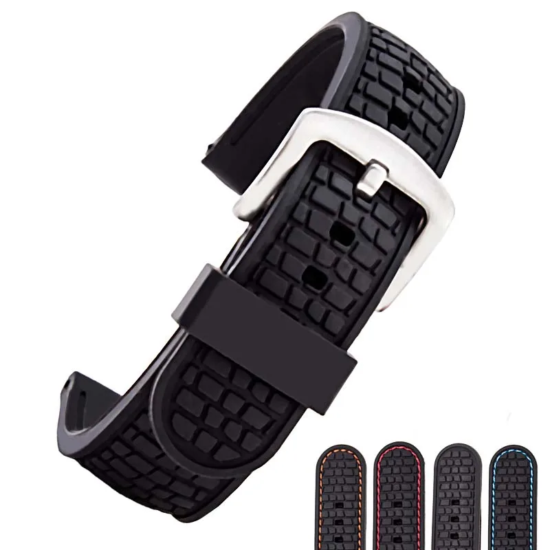 Силиконовый Спортивный Ремешок Для Часов Унисекс Черный Оранжевый Резиновый