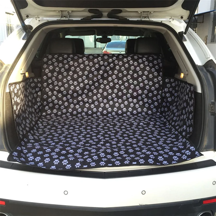 

Zwarte Poot Patroon Honden Auto Stoelhoezen Waterdicht Oxford Stof Kofferbak Mat Voor Huisdieren Honden Katten Reizen Accessoire