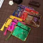 Классическая китайская сумка для украшений с вышивкой, органайзер с шелковой кисточкой, традиционный мешочек