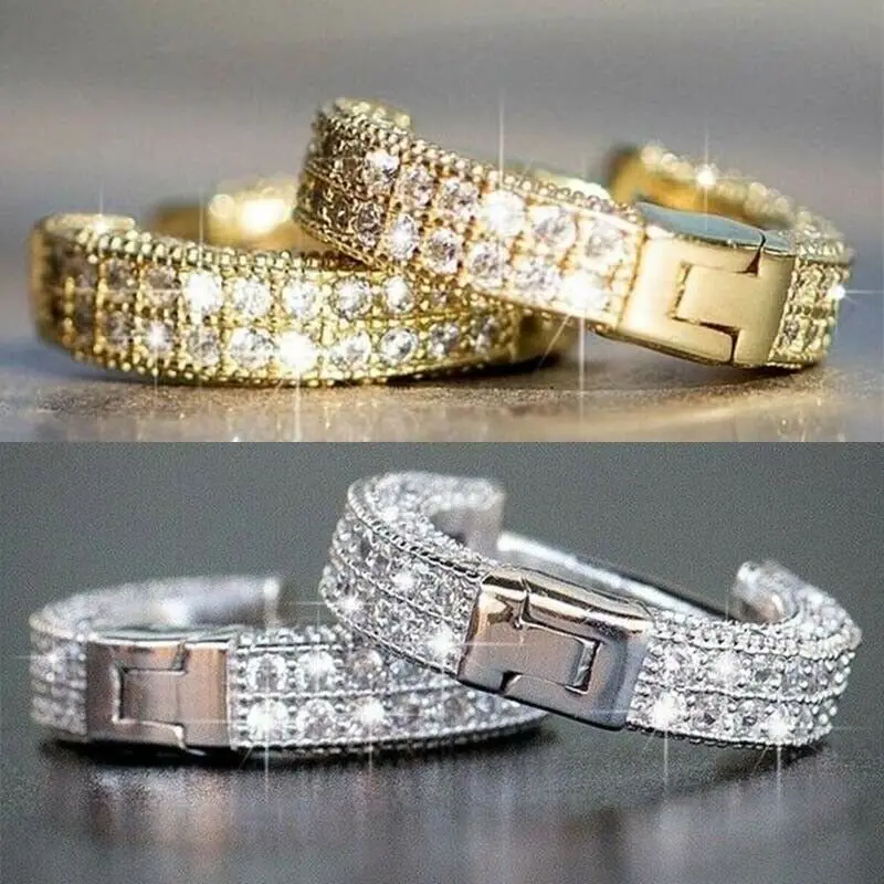 

Luxury Small Full Paved Shiny White Zirconia Hoop Earrings for Women 3 Colors Available Versatile Timeless Lady Earring Jewelry