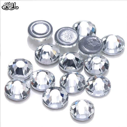 Crystal Горячая фиксация Стразы SS6-SS34 полный цвет круглый клей основа стразы серый сзади Кристаллы Стразы Горячая фиксация на рюкзак - Цвет: Crystal