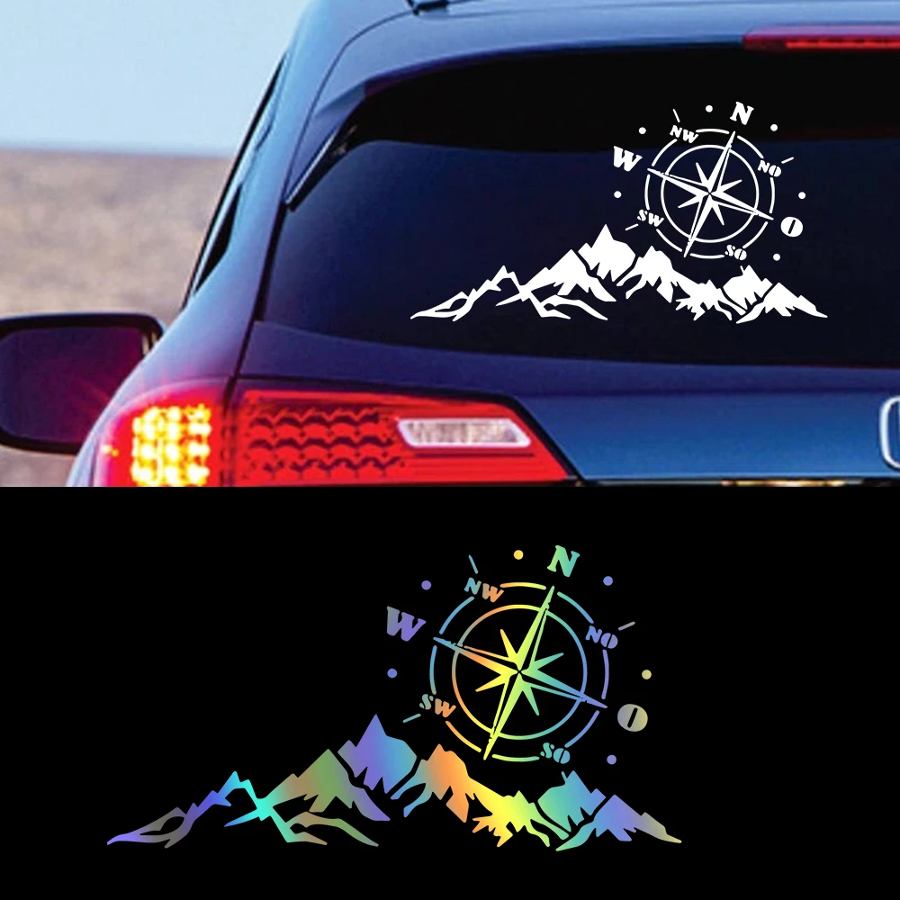 Car Sticker Auto Compass Tree Mountain SUV Off-road RV Camper Car-Styling Vehicle Reflective Decals Sticker Decor Accessories