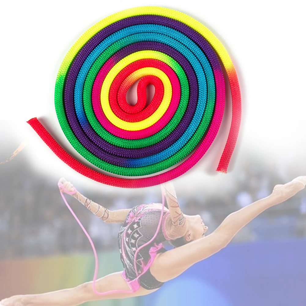 

Yoga Polyester Artistic Gymnastics Competition Training Jump Rope For Sports Wear-resistant Rainbow Colour Exercise Fitness