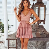 2021 women v neck sexy dresses solid cotton sling skirts party clothes elegant female summer clothing casual beach dress