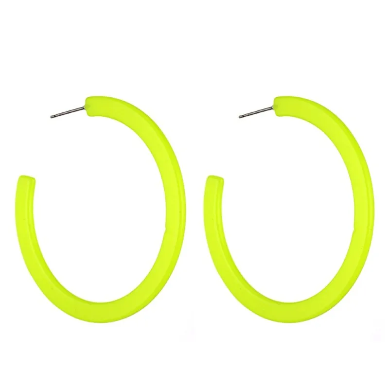 neon yellow 1 Женские серьги-кольца с разноцветными бусинами, большие круглые висячие серьги в богемном стиле, массивные Висячие серьги, аксессуары для ушей E68411 - Окраска металла: neon yellow 1