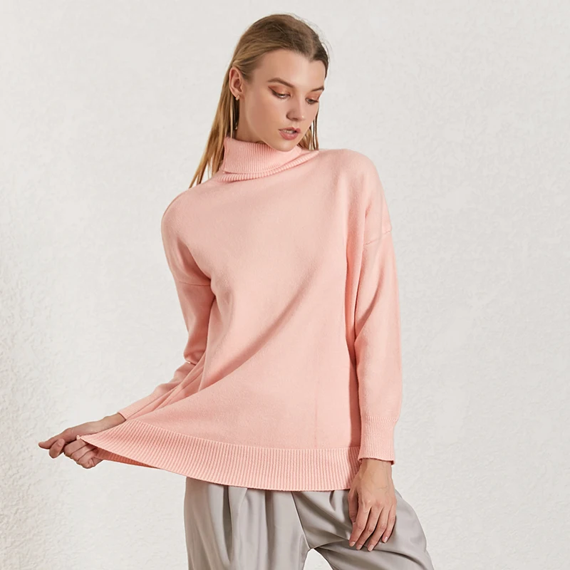 TWOTWINSTYLE Зимний вязаный свитер для женщин водолазка с длинным рукавом большие