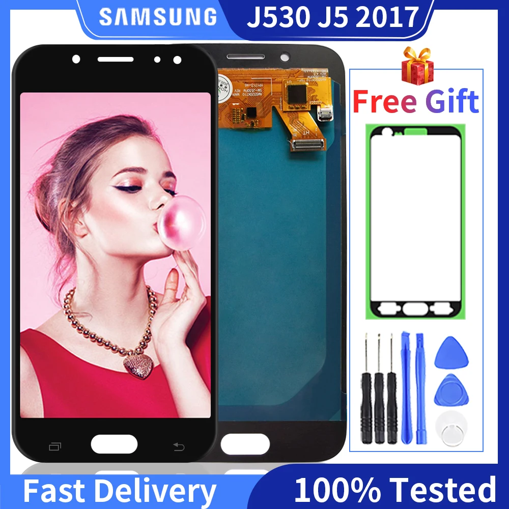 

100% протестированный, хорошо работающий для Samsung Galaxy J530, ЖК-дисплей J5 2017, дисплей, сенсорный экран, дигитайзер в сборе для Samsung J530, ЖК