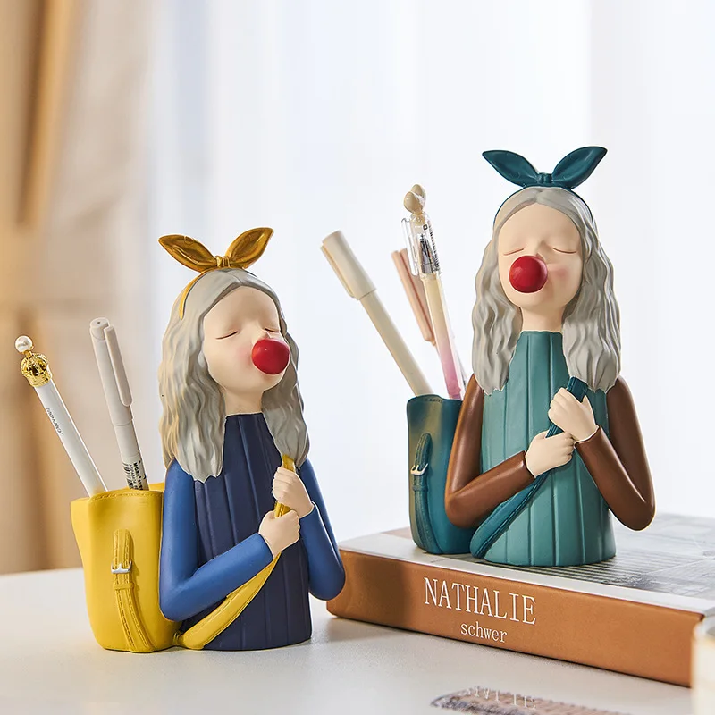 

Creative Nordic INS wind bubble girl pen holder simple living room decoration resin crafts resin embellishments home decor