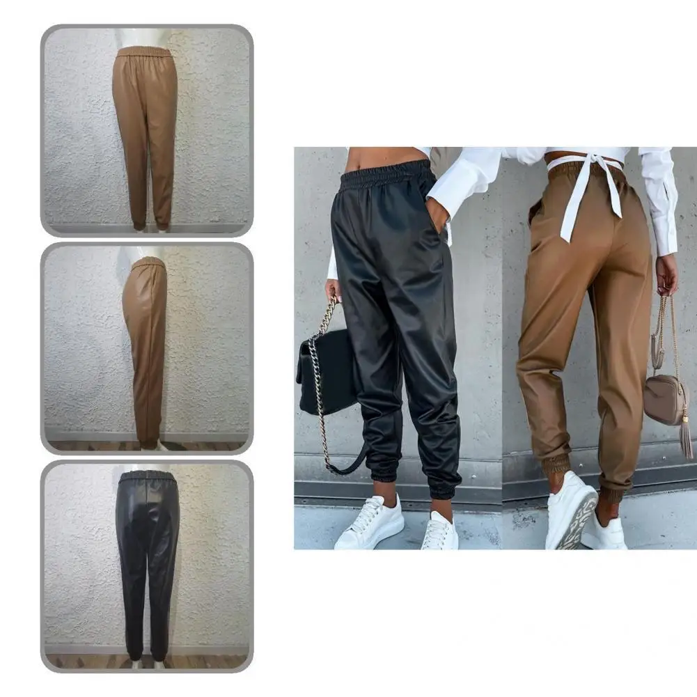 

Joggers Pants Popular Faux Leather Loose Smooth Loose-fitting Pants for Daily Wear Women Pants Women Trousers