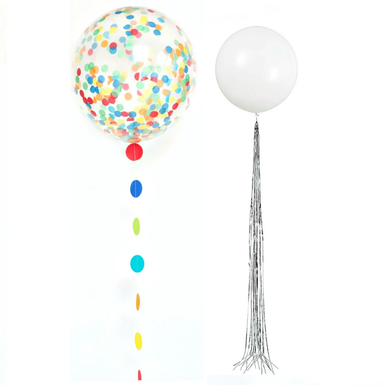 

White 24" Latex Jumbo Balloon Foil Tassel Tail Birthday Wedding Party Decoration