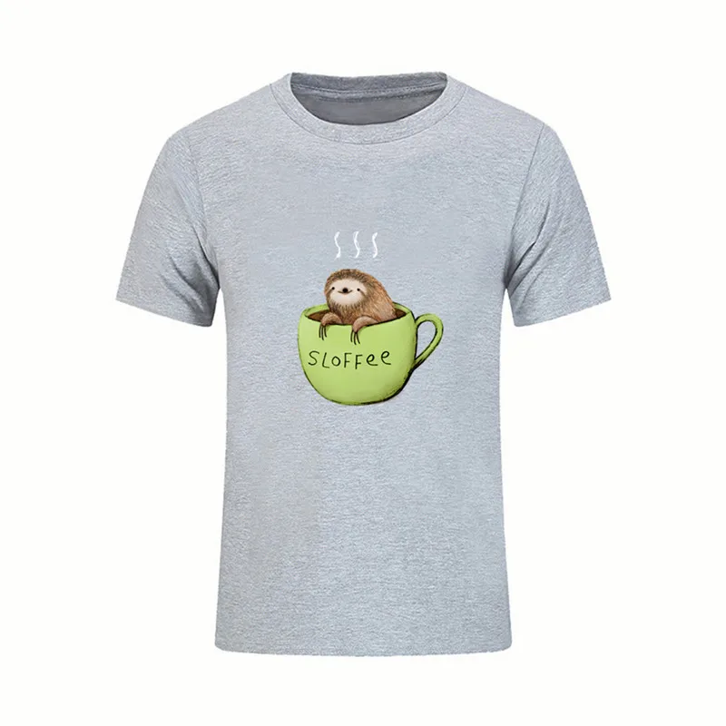 2020 Футболка Harajuku с надписью Keep Calm and Live Slow Print Мужская футболка Ленивец