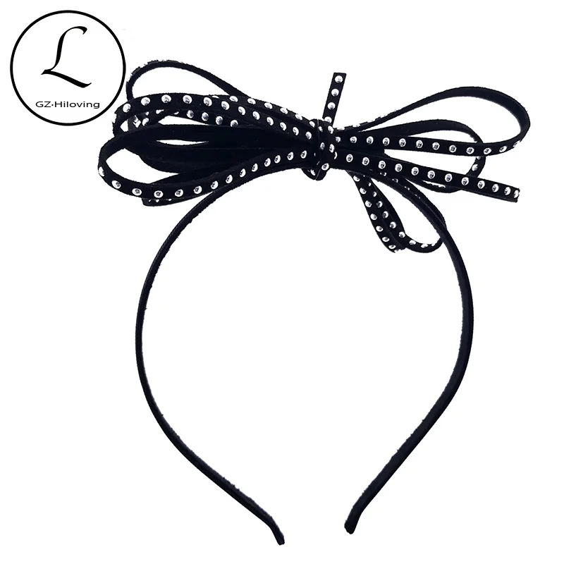 Кожаные повязки на голову с бантом и заклепками для детей детские летние